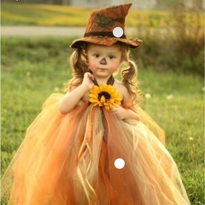 Adorable Orange and Brown Tulle Dress with Hat